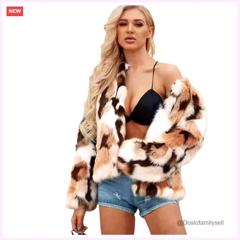 Faux Fur Coat Jacket Women's Winter Warm Long Sleeve Cardigan
